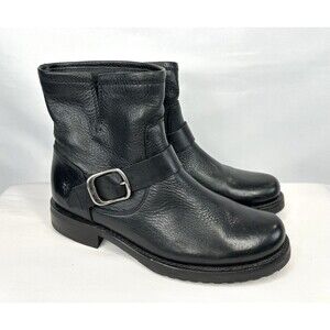 Frye Veronica Bootie Women's Size 7.5 B Black Motorcycle Boot Strap Buckle